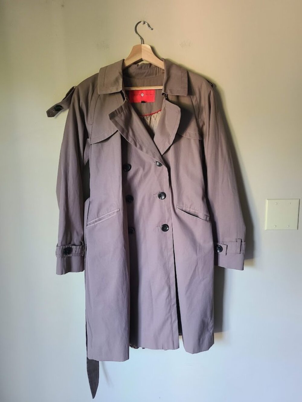 Ivanka Trump Trench Coat Jacket, Taupe, Size M